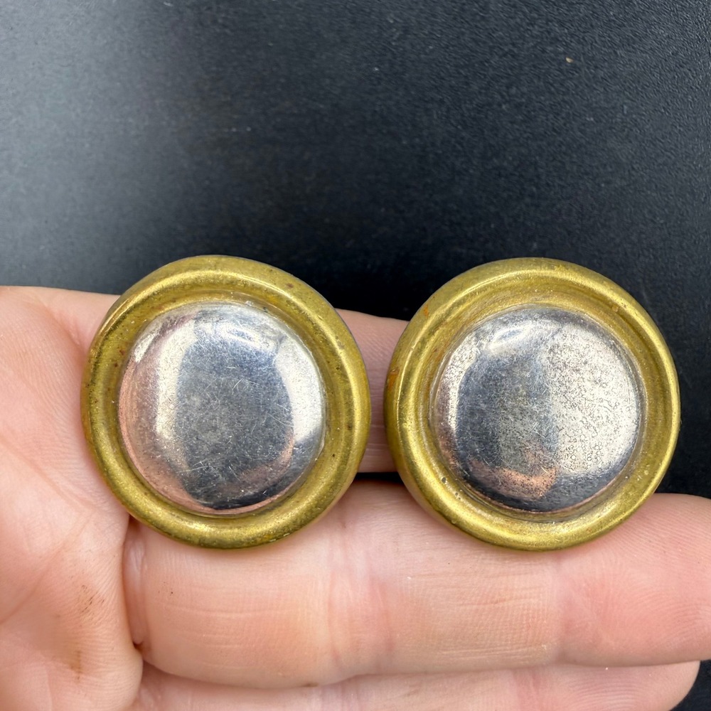 Vintage Taxco Sterling Silver Clip On Earrings Round Button  925
